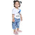 Kid Kupboard Cotton Baby Girls T-Shirt, Light Blue, Half-Sleeves, 3-4 Years KIDS7503