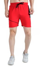 Kwings Men's Running & Gym Shorts - Piping Design Lycra Blend with 2 Zipper Pockets for Maximum Comfort