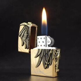 Vibes Wrapz Angel Design Refillable Cigarette Windproof Pocket Lighter Stylish Look Antique Lighter (Multicolor)