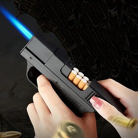 Vibes Wrapz Cigarette Case Lighter  Jet Flame Torch Lighter with Stylish Gun Shape, Portable  Refillable