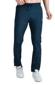 Kwings Soft NS Lycra Track Pant for Men - Comfortable Straight Fit Joggers with Secure Side Zipper Pockets Air Force M