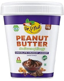 Dr. P Nut Peanut Butter Chocolate Crunchy Spread 510g  30g Protein  Vegan  Tasty  Healthy Nut Butter Spread for Breakfast  Snacks  Cholesterol Free  Zero Trans Fat  Crunchy Peanut Butter