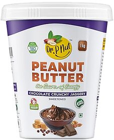 Dr. P Nut Peanut Butter Chocolate Crunchy Spread 1kg  30g Protein  Vegan  Tasty  Healthy Nut Butter Spread for Breakfast  Snacks  Cholesterol Free  Zero Trans Fat  Crunchy Peanut Butter