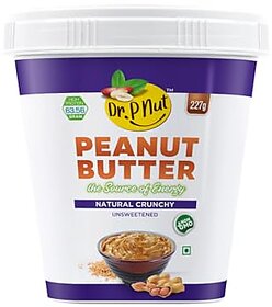 DR P NUT Peanut Butter Jaggery Flavour Crunchy 227g  26g Protein  Cholesterol Free  Non GMO  Gluten Free  Zero Trans-Fat  9g Fiber  100 Roasted Peanuts  Healthy  Tasty Nut Butter (227 Gm)