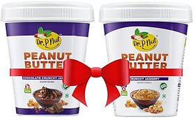 DR P NUT Peanut Butter Chocolate  Jaggery Spread Crunchy  26g Protein  Vegan Peanut Butter  100 Pure Roasted Peanuts  Non GMO  Gluten  Cholesterol Free Nut Butter Combo Pack (227g + 227g)