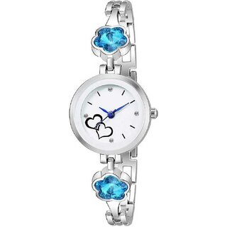 HRV Silver Metal Strap Round Shape Analog Watch For Women