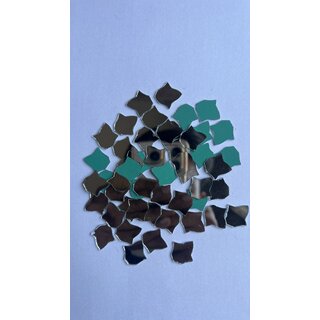 MIRROR GLASS WORLDWIDE Fancy Leaf Shape Mirrors  17x18 mm  220 Pieces  100 gm  Ideal for Lippan Art, Fabric Crafting