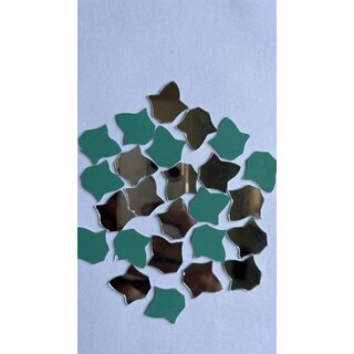 MIRROR GLASS WORLDWIDE Fancy Leaf Shape Mirrors  23x24 mm  135 Pieces  100 gm  Ideal for Lippan Art, Fabric Crafting