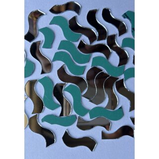 MIRROR GLASS WORLDWIDE Fancy Wave Shape Mirrors  10x25 mm  240 Pieces  100 gm  Ideal for Lippan Art, Fabric Crafting
