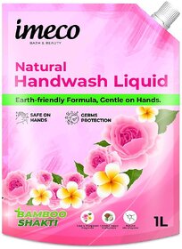IMECO Bamboo Natural Handwash Pouch (1L), Gentle  Safe on Hands, 99.9 Germs Protection