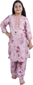 Kid Kupboard Cotton Girls Suit and Salwar Set, Light Peach, Full-Sleeves, 11-12 Years KIDS7535