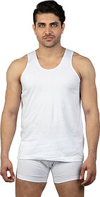 MCS Men Solid Sleeveless White Vest