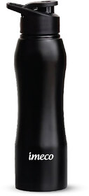 IMECO Eco-Curve Stainless Steel Water Bottle with Sipper Cap Black 1 Litre