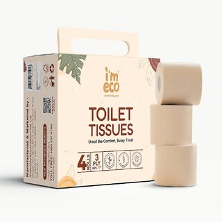 IMECO Soft Bamboo Toilet Paper Rolls (4 Tissue Rolls with 220 Pulls each  3-Ply) - Pack of 1