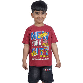 Kid Kupboard Cotton Boys T-Shirt, Red, Half-Sleeves, 5-6 Years KIDS7543