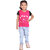 Kid Kupboard Cotton Girls Top, Pink/Black, Half-Sleeves, 7-8 Years KIDS7524
