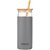 IMECO ECO-SIP 450ml Drinks Glass Tumbler with Bamboo Lid and Straw (Grey), Glass Sipper Mug Ideal for Home and Office