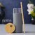 IMECO ECO-SIP 450ml Drinks Glass Tumbler with Bamboo Lid and Straw (Grey), Glass Sipper Mug Ideal for Home and Office