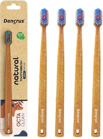DENCRUS Octa Clean Eco-friendly Toothbrush - Pack of 4, Octagonal Head, Ultra-soft Bristles, Anti-Bacterial