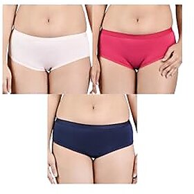 Ginash Cotton Elastane Women's Hipster Pantie (Pack of 3)