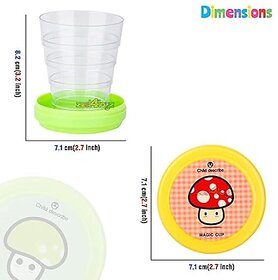 Magic Cup for Kids,Set of 2 Folding Collapsible, Mug Glass for Travel, Outdoors, Hiking,Multi Colour Plastic Tumbler (0