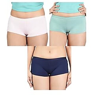 Ginash Cotton Elastane Women's Boyleg Pantie (Pack of 3)