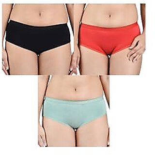 Ginash Cotton Elastane Women's Hipster Pantie (Pack of 3)