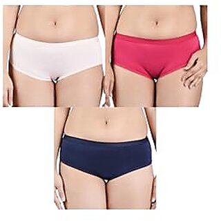 Ginash Cotton Elastane Women's Hipster Pantie (Pack of 3)