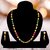 Trendy Gold-Plated Necklace with Earrings | Fashionable Magenta and Green Color Long Necklace Set