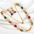 Trendy Gold-Plated Necklace with Earrings | Fashionable Magenta and Green Color Long Necklace Set