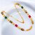 Trendy Gold-Plated Necklace with Earrings | Fashionable Magenta and Green Color Long Necklace Set