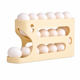 Rolling Egg lemon Dispenser For 18-24 Eggs, Space-Saving And Durable Storage Solution With Gravity three Layer Plastic