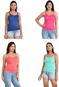 Ginash Women's Cotton Modal Slips (Multicolor, Pack of 4)