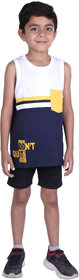 Kid Kupboard Cotton Boys T-Shirt and Short Set, Multicolor, Sleeveless, 8-9 Years KIDS7547