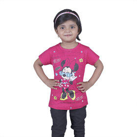 Kid Kupboard Cotton Girls T-Shirt, Pink, Half-Sleeves, 6-7 Years KIDS7586