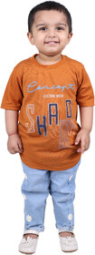Kid Kupboard Cotton Baby Girls T-Shirt, Light Brown, Half-Sleeves, 2-3 Years KIDS7590