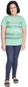 Kid Kupboard Cotton Girls T-Shirt, Green, Half-Sleeves, 11-12 Years KIDS7593