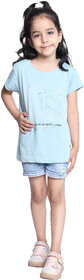 Kid Kupboard Cotton Girls T-Shirt, Blue, Half-Sleeves, 7-8 Years KIDS7608