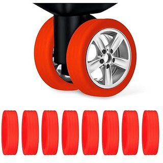 Keuze 8 PCS Silicon Luggage Wheel Protector Cover for 8-Spinner Wheels Luggage Sets Silicone Shock Absorption Wheel Cover for Trolley Bag Small/Regular Size (Regular Red 8)