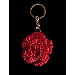 StylizShades Handmade Crochet Rose Keychain