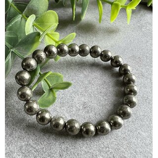 Pyrite Stone Bracelet Natural  Certified Pyrite Beads Comfortable Daily Wear Fashion and Wellness Wear for Daily Use