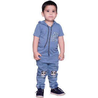 Kid Kupboard Cotton Baby Boys T-Shirt, Blue, Half-Sleeves, 2-3 Years KIDS7553