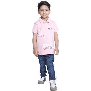 Kid Kupboard Cotton Boys T-Shirt, Light Pink, Half-Sleeves, 6-7 Years KIDS7560