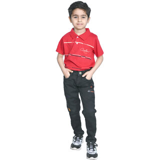 Kid Kupboard Cotton Boys T-Shirt, Red, Half-Sleeves, 7-8 Years KIDS7568