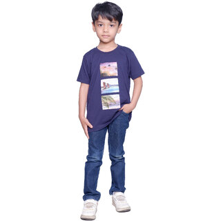 Kid Kupboard Cotton Boys T-Shirt, Blue, Half-Sleeves, 7-8 Years KIDS7576