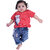 Kid Kupboard Cotton Baby Girls T-Shirt, Red, Half-Sleeves, 3-6 Months KIDS7587