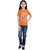 Kid Kupboard Cotton Girls T-Shirt, Orange, Half-Sleeves, 9-10 Years KIDS7596