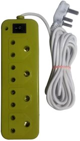 220 Watt 10Amp 4 USB Hexagon Extension Board and 4 Socket Outlet Ports with 6 ft Surge Protection Multi-Faceted Safety Power Sockets (Multicolor)