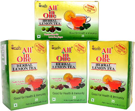 Pack Of 4 All in one Herbal Lemon Tea Premix Sulphur less sugar(25 Pouches)