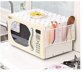 Dustproof Microwave Oven Cover with 2 Pockets Waterproof Greaseproof Oil Proof Oven Cover 85 x 35 cm (Assorted Design)